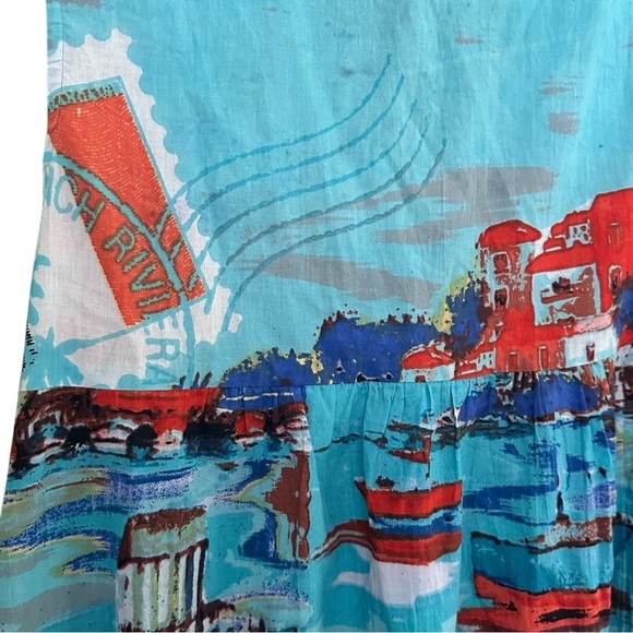 ORIENTQUE Australia‎ Womens Retro Boat Print Crinkle Cotton Dress Size Small - Picture 12 of 16